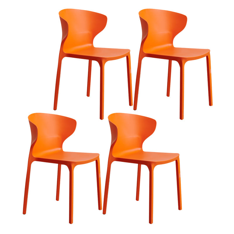 Scandinavian Plastic Kitchen Dining Room Chair Wingback Side Chair Orange Set of 4 Clearhalo ' kitchen&dining_furn' 'Dining Chairs' 'Dining Tables & Seating' 'dining_chair' 'Furniture' 'furniture_dining_chair' 'Kitchen & Dining Furniture' 'kitchen' 4511275