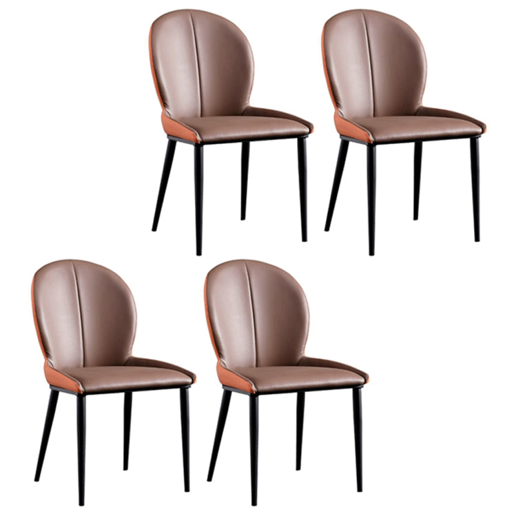 Modern Style Kitchen Metal Dining Chairs Wingback Dining Arm Side Chair Brown 4 Piece Set Clearhalo ' kitchen&dining_furn' 'Dining Chairs' 'Dining Tables & Seating' 'dining_chair' 'furn' 'furn_dining_chair' 'Furniture' 'furniture_dining_chair' 'Kitchen & Dining Furniture' 'kitchen' 4511290