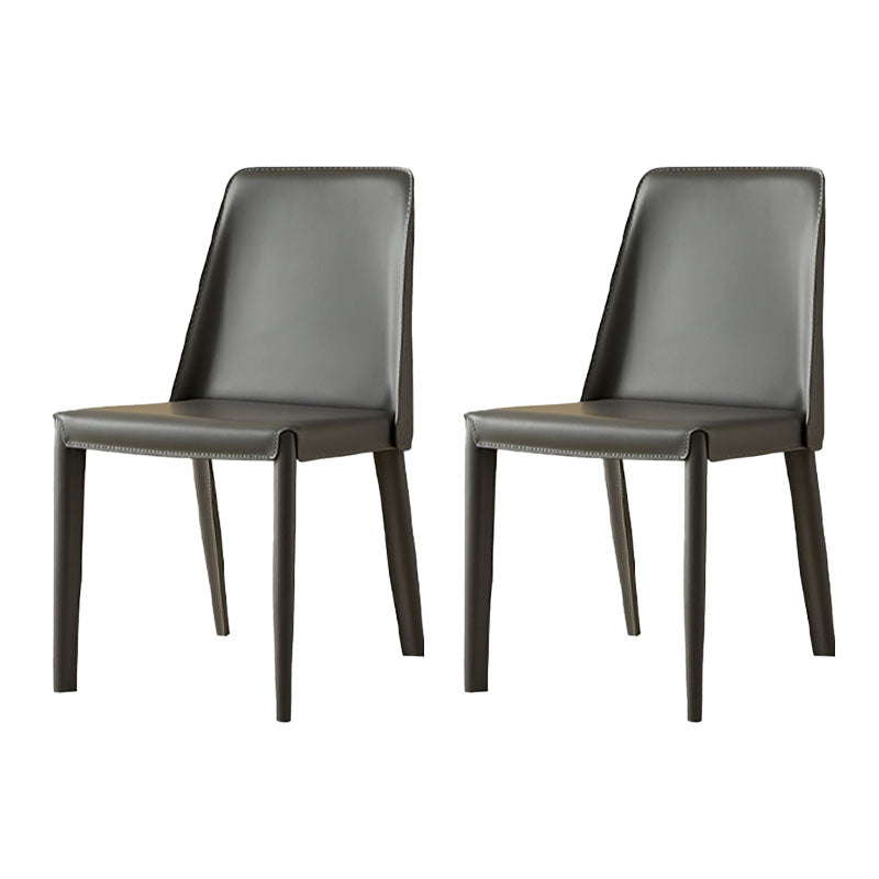 Modern Leather Dining Room Chair Metal Armless Chair for Restaurant Use Grey 2 Piece Set Clearhalo ' kitchen&dining_furn' 'Dining Chairs' 'Dining Tables & Seating' 'dining_chair' 'furn' 'furn_dining_chair' 'Furniture' 'furniture_dining_chair' 'Kitchen & Dining Furniture' 'kitchen' 4511302