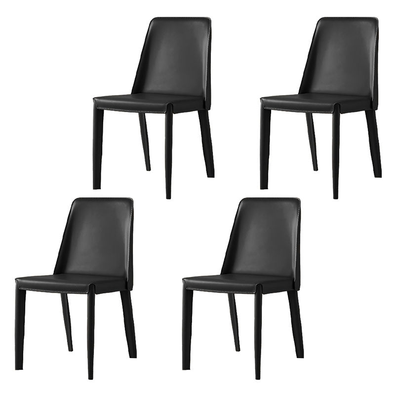 Modern Leather Dining Room Chair Metal Armless Chair for Restaurant Use Black 4 Piece Set Clearhalo ' kitchen&dining_furn' 'Dining Chairs' 'Dining Tables & Seating' 'dining_chair' 'furn' 'furn_dining_chair' 'Furniture' 'furniture_dining_chair' 'Kitchen & Dining Furniture' 'kitchen' 4511316