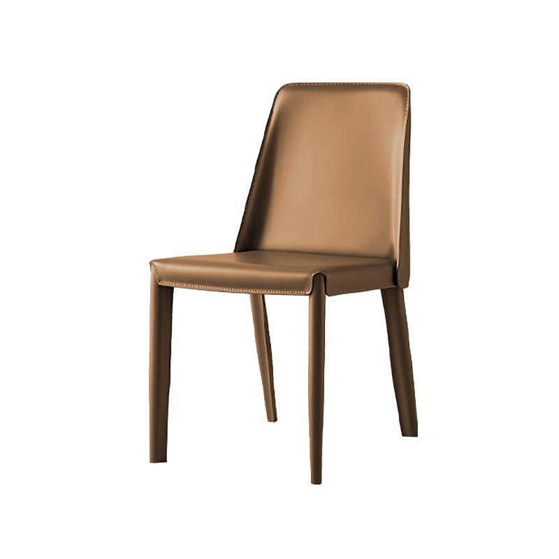Modern Leather Dining Room Chair Metal Armless Chair for Restaurant Use Brown 1 Piece Clearhalo ' kitchen&dining_furn' 'Dining Chairs' 'Dining Tables & Seating' 'dining_chair' 'furn' 'furn_dining_chair' 'Furniture' 'furniture_dining_chair' 'Kitchen & Dining Furniture' 'kitchen' 4511318