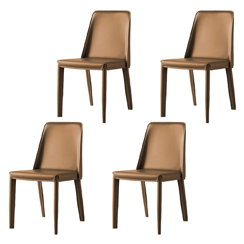 Modern Leather Dining Room Chair Metal Armless Chair for Restaurant Use Brown 4 Piece Set Clearhalo ' kitchen&dining_furn' 'Dining Chairs' 'Dining Tables & Seating' 'dining_chair' 'furn' 'furn_dining_chair' 'Furniture' 'furniture_dining_chair' 'Kitchen & Dining Furniture' 'kitchen' 4511321