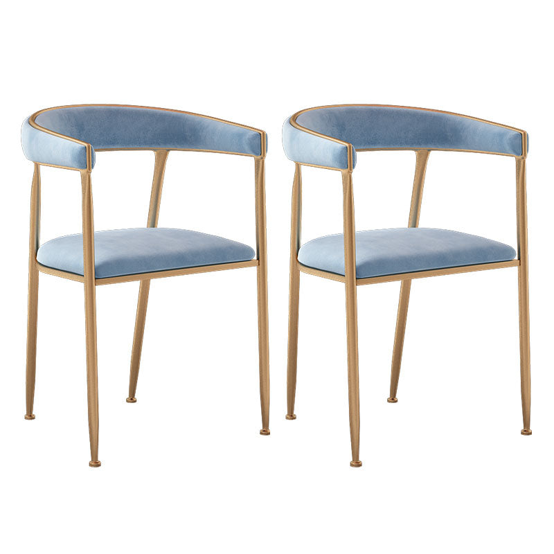 Glam Velvet Dining Room Chairs Metal Dining Side Arm Chairs for Restaurant Use Light Blue 2 Piece Set Clearhalo ' kitchen&dining_furn' 'Dining Chairs' 'Dining Tables & Seating' 'dining_chair' 'furn' 'furn_dining_chair' 'Furniture' 'furniture_dining_chair' 'Kitchen & Dining Furniture' 'kitchen' 4511332