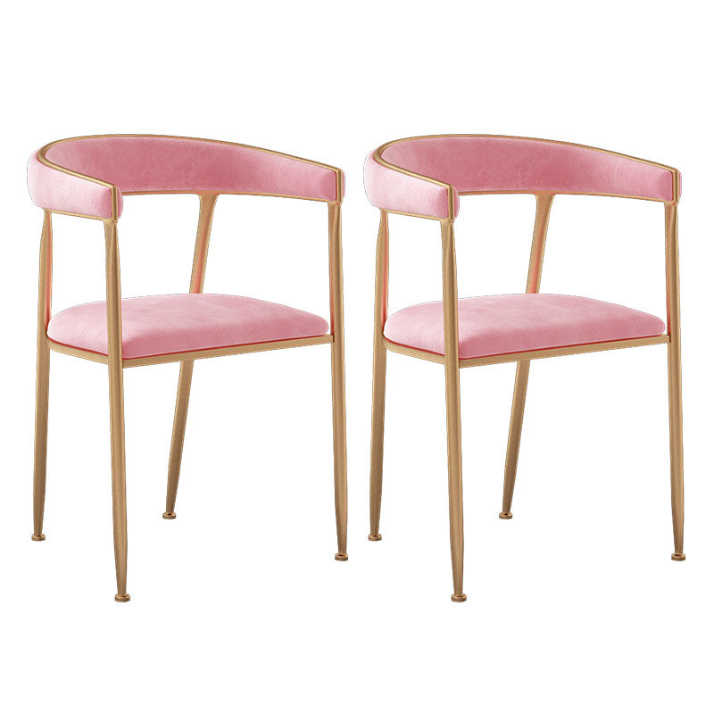 Glam Velvet Dining Room Chairs Metal Dining Side Arm Chairs for Restaurant Use Light Pink 2 Piece Set Clearhalo ' kitchen&dining_furn' 'Dining Chairs' 'Dining Tables & Seating' 'dining_chair' 'furn' 'furn_dining_chair' 'Furniture' 'furniture_dining_chair' 'Kitchen & Dining Furniture' 'kitchen' 4511334