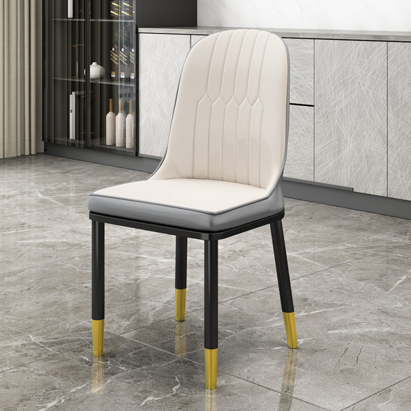 Scandinavian Style PU Leather Dining Chairs Solid Back Armless Dining Chair Clearhalo ' kitchen&dining_furn' 'Dining Chairs' 'Dining Tables & Seating' 'dining_chair' 'furn' 'furn_dining_chair' 'Furniture' 'furniture_dining_chair' 'Kitchen & Dining Furniture' 'kitchen' 4511341