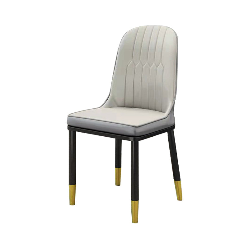 Scandinavian Style PU Leather Dining Chairs Solid Back Armless Dining Chair Grey 1 Piece Clearhalo ' kitchen&dining_furn' 'Dining Chairs' 'Dining Tables & Seating' 'dining_chair' 'furn' 'furn_dining_chair' 'Furniture' 'furniture_dining_chair' 'Kitchen & Dining Furniture' 'kitchen' 4511342