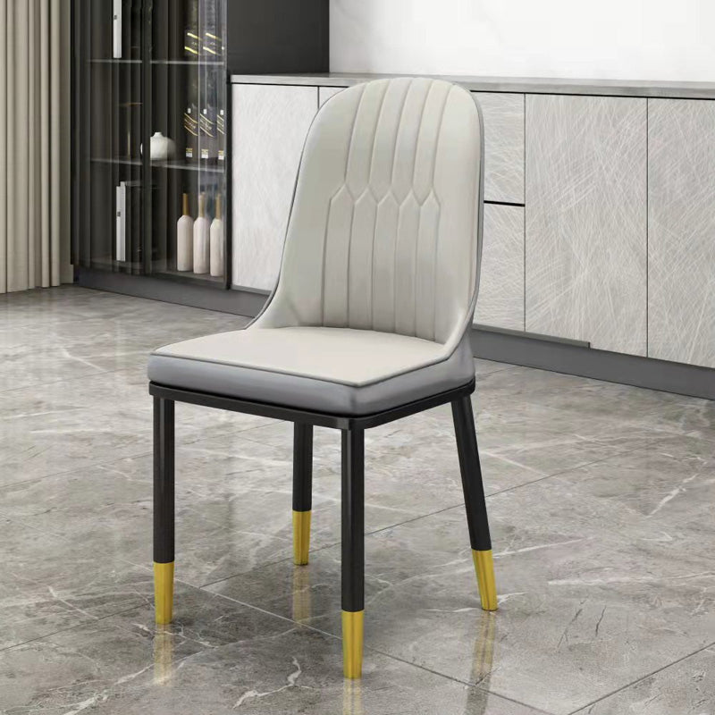 Scandinavian Style PU Leather Dining Chairs Solid Back Armless Dining Chair Clearhalo ' kitchen&dining_furn' 'Dining Chairs' 'Dining Tables & Seating' 'dining_chair' 'furn' 'furn_dining_chair' 'Furniture' 'furniture_dining_chair' 'Kitchen & Dining Furniture' 'kitchen' 4511343