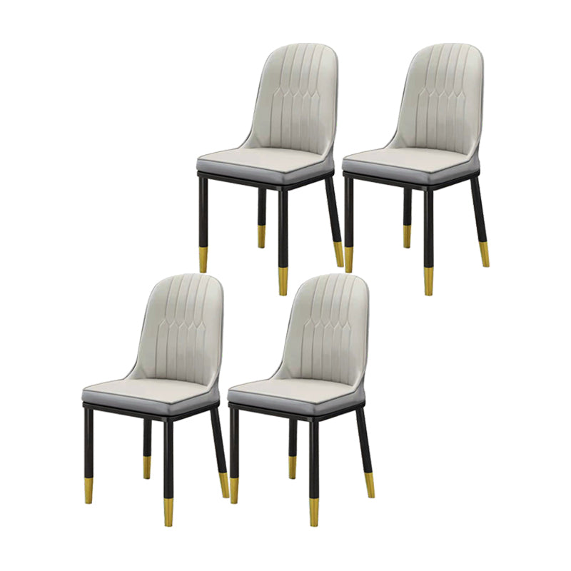 Scandinavian Style PU Leather Dining Chairs Solid Back Armless Dining Chair Grey 4 Piece Set Clearhalo ' kitchen&dining_furn' 'Dining Chairs' 'Dining Tables & Seating' 'dining_chair' 'furn' 'furn_dining_chair' 'Furniture' 'furniture_dining_chair' 'Kitchen & Dining Furniture' 'kitchen' 4511345