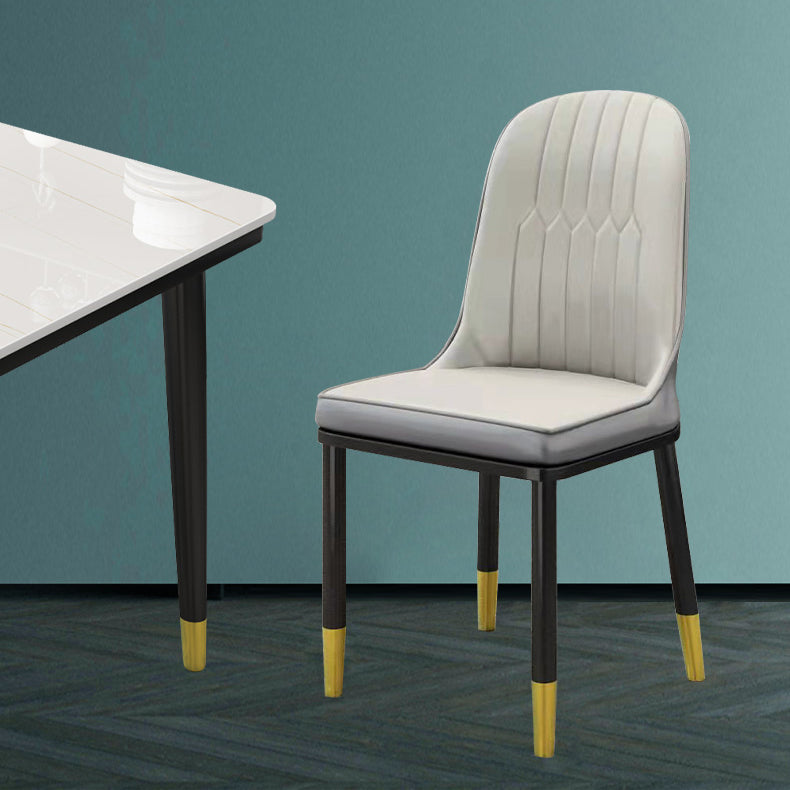 Scandinavian Style PU Leather Dining Chairs Solid Back Armless Dining Chair Clearhalo ' kitchen&dining_furn' 'Dining Chairs' 'Dining Tables & Seating' 'dining_chair' 'furn' 'furn_dining_chair' 'Furniture' 'furniture_dining_chair' 'Kitchen & Dining Furniture' 'kitchen' 4511346