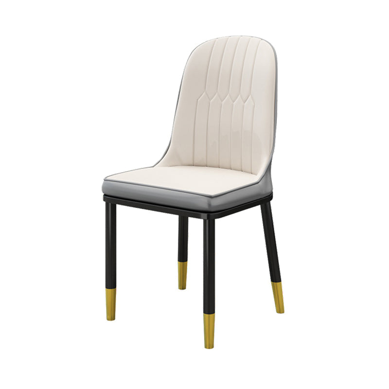 Scandinavian Style PU Leather Dining Chairs Solid Back Armless Dining Chair White 1 Piece Clearhalo ' kitchen&dining_furn' 'Dining Chairs' 'Dining Tables & Seating' 'dining_chair' 'furn' 'furn_dining_chair' 'Furniture' 'furniture_dining_chair' 'Kitchen & Dining Furniture' 'kitchen' 4511347