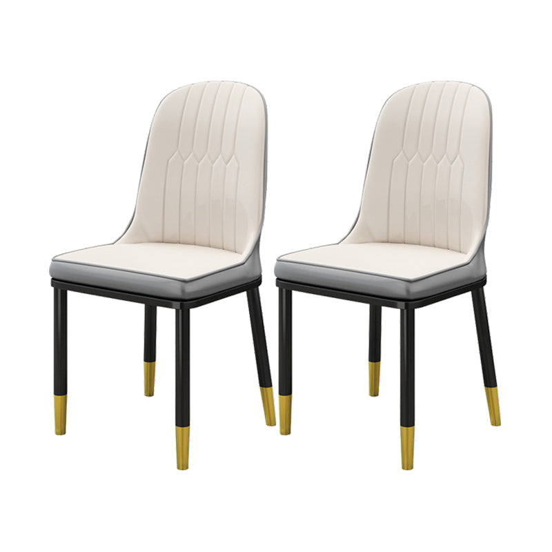 Scandinavian Style PU Leather Dining Chairs Solid Back Armless Dining Chair White 2 Piece Set Clearhalo ' kitchen&dining_furn' 'Dining Chairs' 'Dining Tables & Seating' 'dining_chair' 'furn' 'furn_dining_chair' 'Furniture' 'furniture_dining_chair' 'Kitchen & Dining Furniture' 'kitchen' 4511349