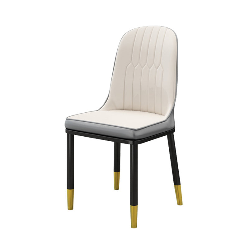 Scandinavian Style PU Leather Dining Chairs Solid Back Armless Dining Chair Clearhalo ' kitchen&dining_furn' 'Dining Chairs' 'Dining Tables & Seating' 'dining_chair' 'furn' 'furn_dining_chair' 'Furniture' 'furniture_dining_chair' 'Kitchen & Dining Furniture' 'kitchen' 4511350