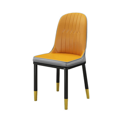 Scandinavian Style PU Leather Dining Chairs Solid Back Armless Dining Chair Orange 1 Piece Clearhalo ' kitchen&dining_furn' 'Dining Chairs' 'Dining Tables & Seating' 'dining_chair' 'furn' 'furn_dining_chair' 'Furniture' 'furniture_dining_chair' 'Kitchen & Dining Furniture' 'kitchen' 4511353