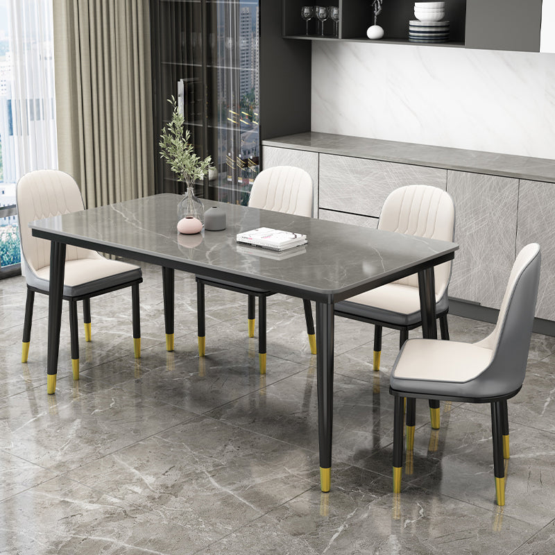 Scandinavian Style PU Leather Dining Chairs Solid Back Armless Dining Chair Clearhalo ' kitchen&dining_furn' 'Dining Chairs' 'Dining Tables & Seating' 'dining_chair' 'furn' 'furn_dining_chair' 'Furniture' 'furniture_dining_chair' 'Kitchen & Dining Furniture' 'kitchen' 4511356