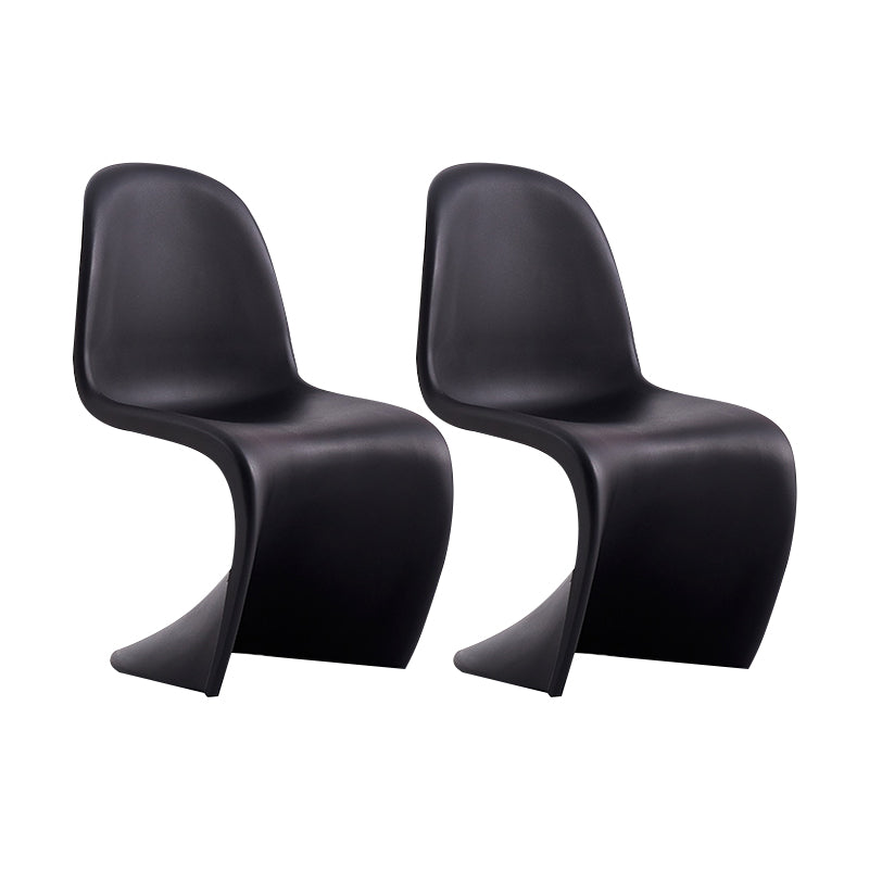 Scandinavian Style Plastic Dining Armless Chairs Solid Back Armless Dining Chair Black Set of 2 Clearhalo ' kitchen&dining_furn' 'Dining Chairs' 'Dining Tables & Seating' 'dining_chair' 'Furniture' 'furniture_dining_chair' 'Kitchen & Dining Furniture' 'kitchen' 4511360