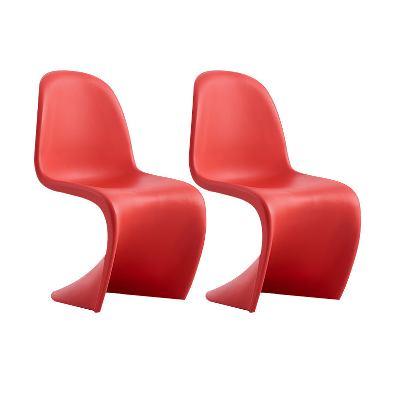 Scandinavian Style Plastic Dining Armless Chairs Solid Back Armless Dining Chair Red Set of 2 Clearhalo ' kitchen&dining_furn' 'Dining Chairs' 'Dining Tables & Seating' 'dining_chair' 'Furniture' 'furniture_dining_chair' 'Kitchen & Dining Furniture' 'kitchen' 4511367