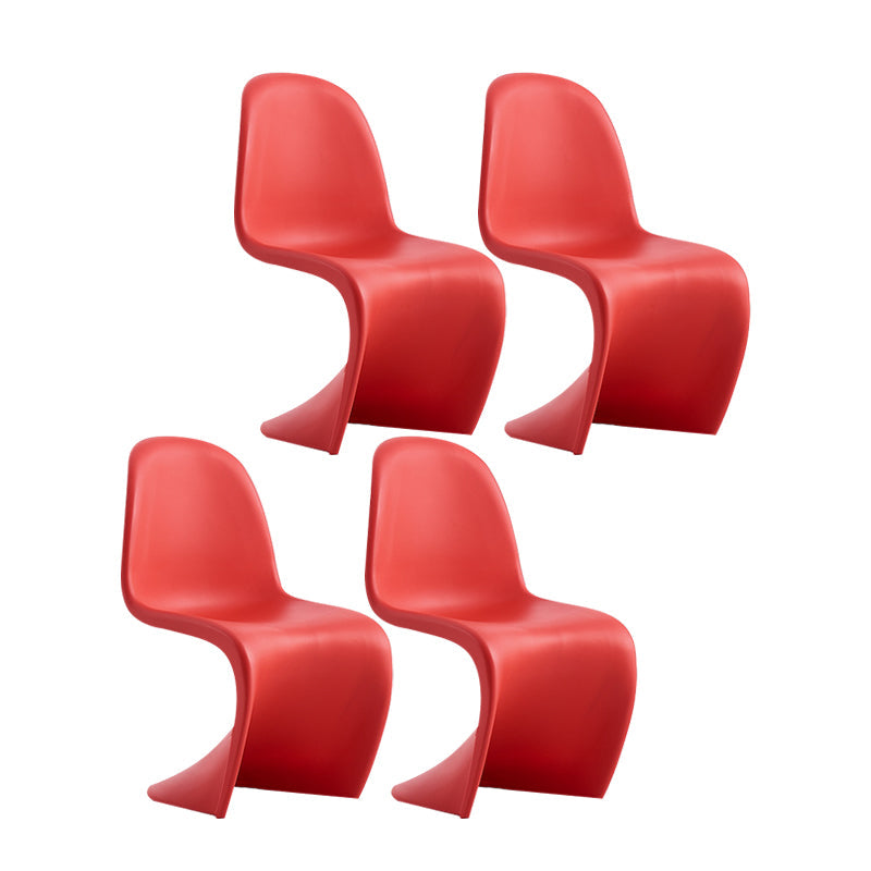 Scandinavian Style Plastic Dining Armless Chairs Solid Back Armless Dining Chair Red Set of 4 Clearhalo ' kitchen&dining_furn' 'Dining Chairs' 'Dining Tables & Seating' 'dining_chair' 'Furniture' 'furniture_dining_chair' 'Kitchen & Dining Furniture' 'kitchen' 4511369