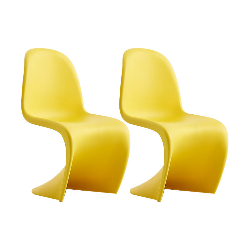 Scandinavian Style Plastic Dining Armless Chairs Solid Back Armless Dining Chair Yellow Set of 2 Clearhalo ' kitchen&dining_furn' 'Dining Chairs' 'Dining Tables & Seating' 'dining_chair' 'Furniture' 'furniture_dining_chair' 'Kitchen & Dining Furniture' 'kitchen' 4511371