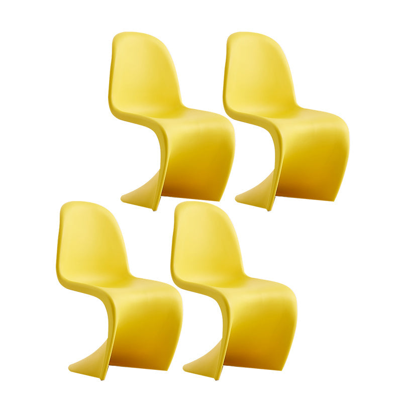 Scandinavian Style Plastic Dining Armless Chairs Solid Back Armless Dining Chair Yellow Set of 4 Clearhalo ' kitchen&dining_furn' 'Dining Chairs' 'Dining Tables & Seating' 'dining_chair' 'Furniture' 'furniture_dining_chair' 'Kitchen & Dining Furniture' 'kitchen' 4511374