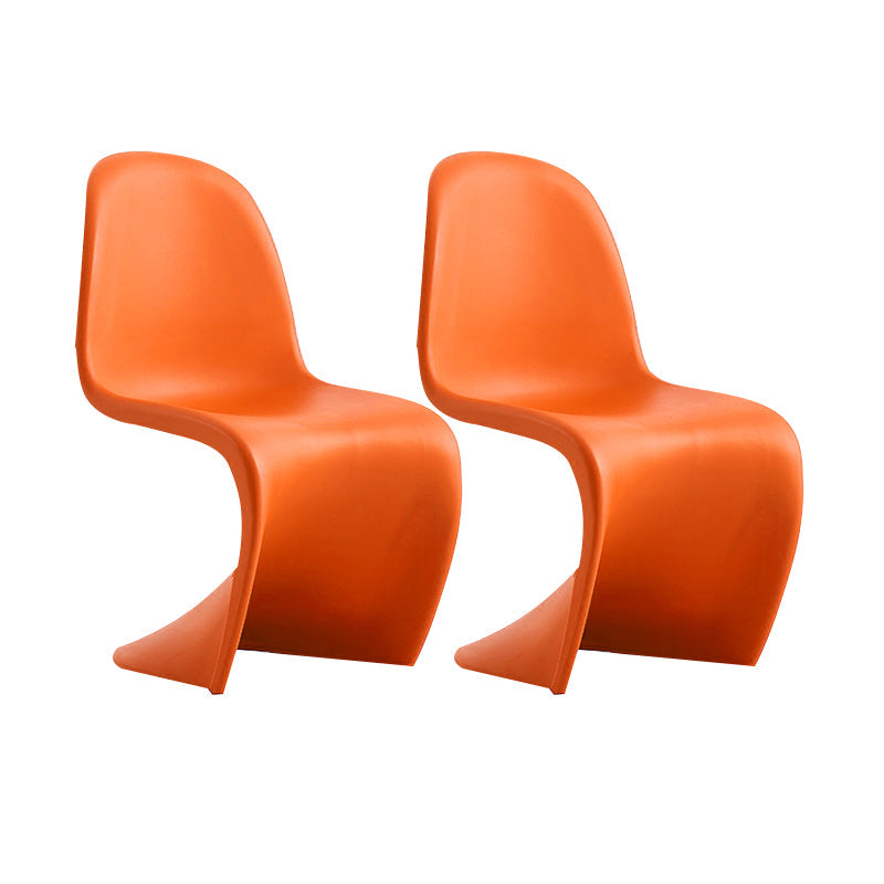 Scandinavian Style Plastic Dining Armless Chairs Solid Back Armless Dining Chair Orange Set of 2 Clearhalo ' kitchen&dining_furn' 'Dining Chairs' 'Dining Tables & Seating' 'dining_chair' 'Furniture' 'furniture_dining_chair' 'Kitchen & Dining Furniture' 'kitchen' 4511380