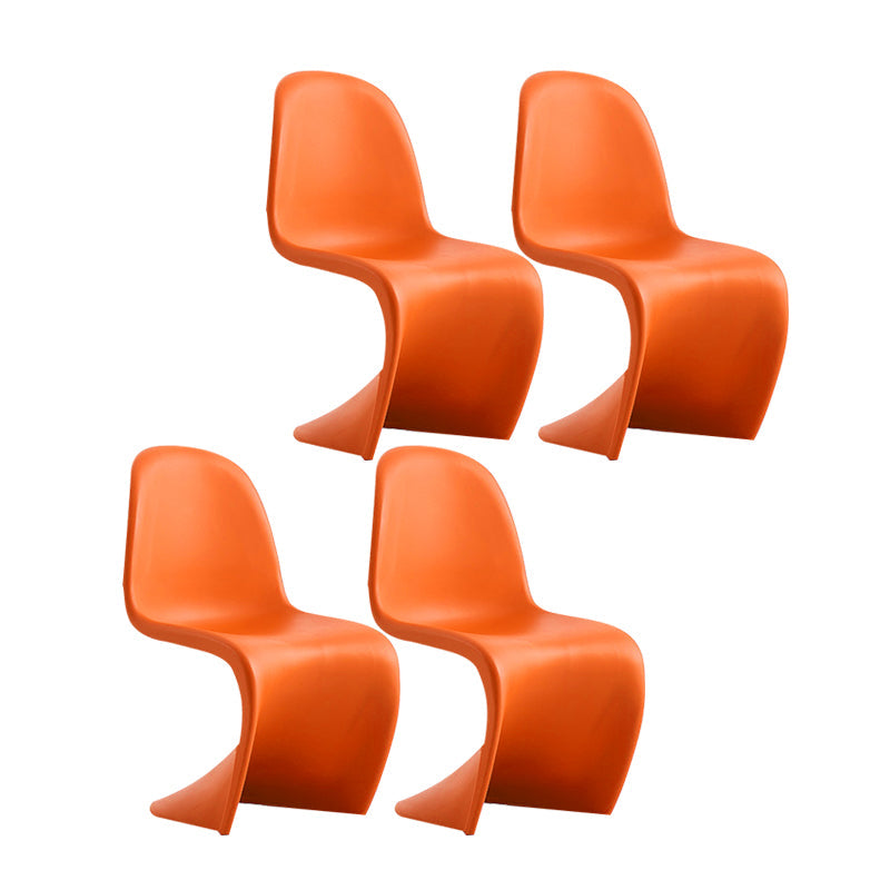 Scandinavian Style Plastic Dining Armless Chairs Solid Back Armless Dining Chair Orange Set of 4 Clearhalo ' kitchen&dining_furn' 'Dining Chairs' 'Dining Tables & Seating' 'dining_chair' 'Furniture' 'furniture_dining_chair' 'Kitchen & Dining Furniture' 'kitchen' 4511381