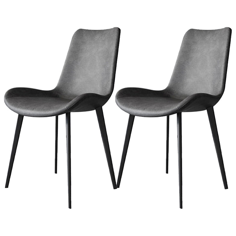 Contemporary Metal Dining Chairs Dining Armless Side Chairs for Kitchen Grey 2 Piece Set Clearhalo ' kitchen&dining_furn' 'Dining Chairs' 'Dining Tables & Seating' 'dining_chair' 'furn' 'furn_dining_chair' 'Furniture' 'furniture_dining_chair' 'Kitchen & Dining Furniture' 'kitchen' 4511387