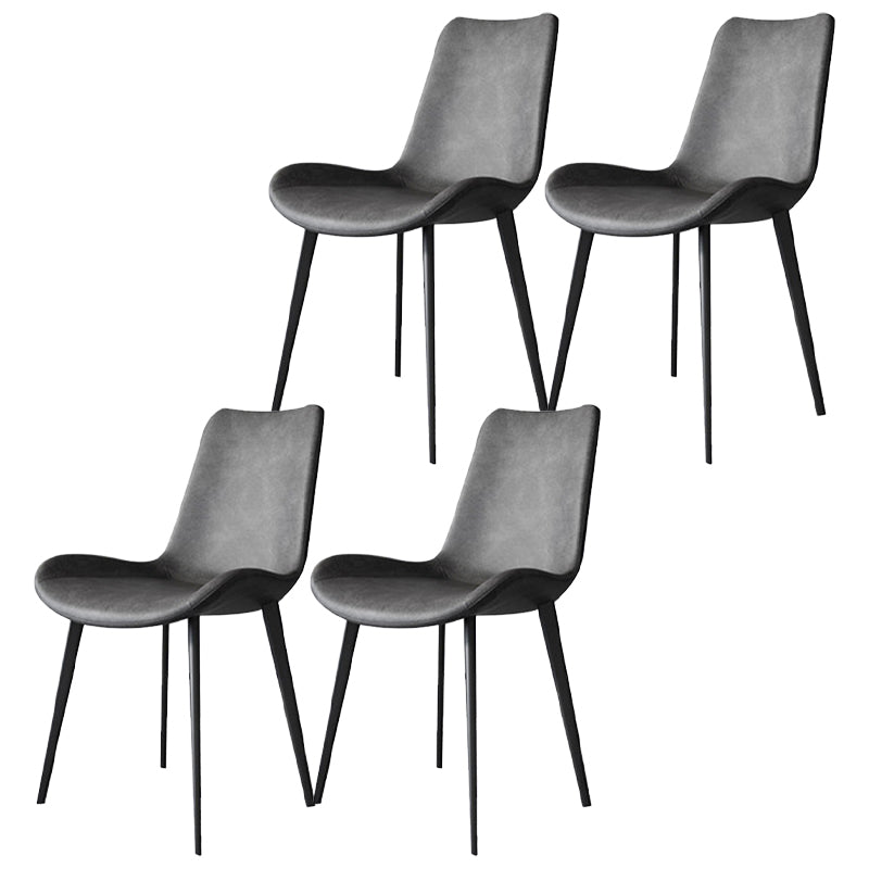 Contemporary Metal Dining Chairs Dining Armless Side Chairs for Kitchen Grey 4 Piece Set Clearhalo ' kitchen&dining_furn' 'Dining Chairs' 'Dining Tables & Seating' 'dining_chair' 'furn' 'furn_dining_chair' 'Furniture' 'furniture_dining_chair' 'Kitchen & Dining Furniture' 'kitchen' 4511388