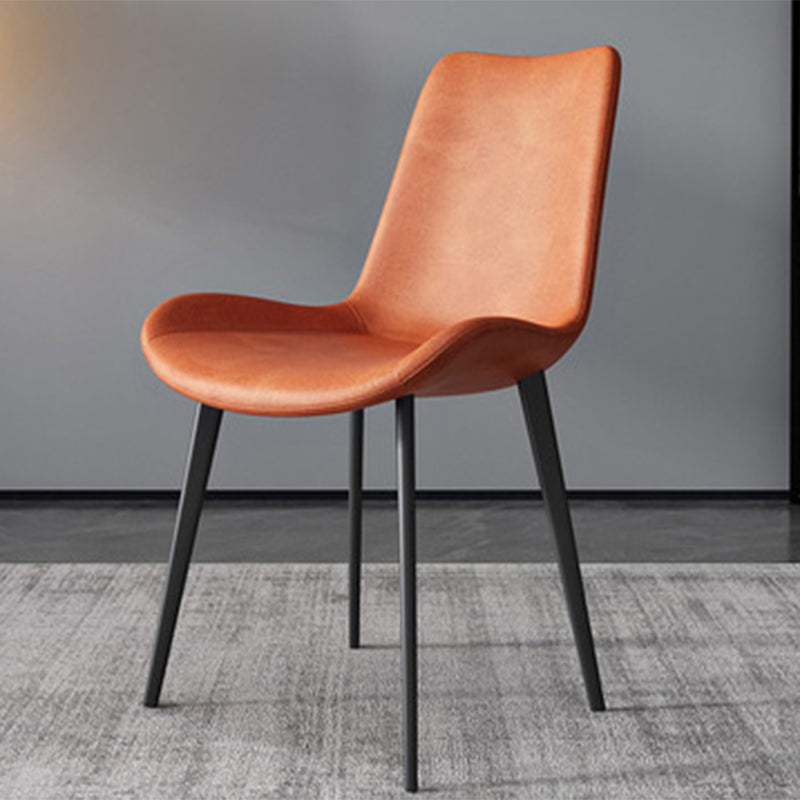 Contemporary Metal Dining Chairs Dining Armless Side Chairs for Kitchen Orange 1 Piece Clearhalo ' kitchen&dining_furn' 'Dining Chairs' 'Dining Tables & Seating' 'dining_chair' 'furn' 'furn_dining_chair' 'Furniture' 'furniture_dining_chair' 'Kitchen & Dining Furniture' 'kitchen' 4511391