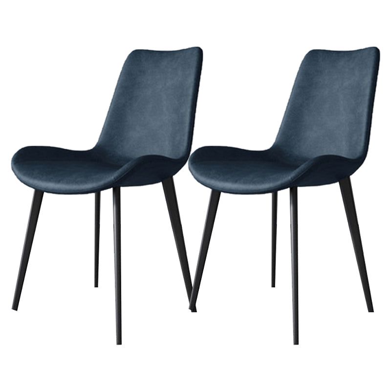 Contemporary Metal Dining Chairs Dining Armless Side Chairs for Kitchen Blue 2 Piece Set Clearhalo ' kitchen&dining_furn' 'Dining Chairs' 'Dining Tables & Seating' 'dining_chair' 'furn' 'furn_dining_chair' 'Furniture' 'furniture_dining_chair' 'Kitchen & Dining Furniture' 'kitchen' 4511399
