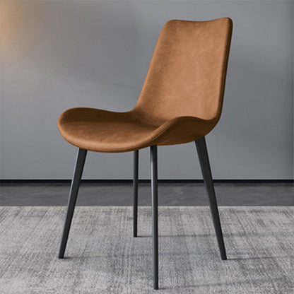 Contemporary Metal Dining Chairs Dining Armless Side Chairs for Kitchen Brown 1 Piece Clearhalo ' kitchen&dining_furn' 'Dining Chairs' 'Dining Tables & Seating' 'dining_chair' 'furn' 'furn_dining_chair' 'Furniture' 'furniture_dining_chair' 'Kitchen & Dining Furniture' 'kitchen' 4511402