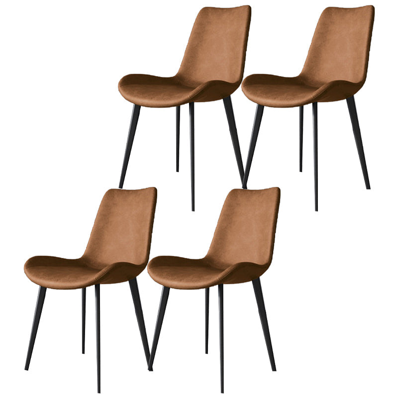 Contemporary Metal Dining Chairs Dining Armless Side Chairs for Kitchen Brown 4 Piece Set Clearhalo ' kitchen&dining_furn' 'Dining Chairs' 'Dining Tables & Seating' 'dining_chair' 'furn' 'furn_dining_chair' 'Furniture' 'furniture_dining_chair' 'Kitchen & Dining Furniture' 'kitchen' 4511404