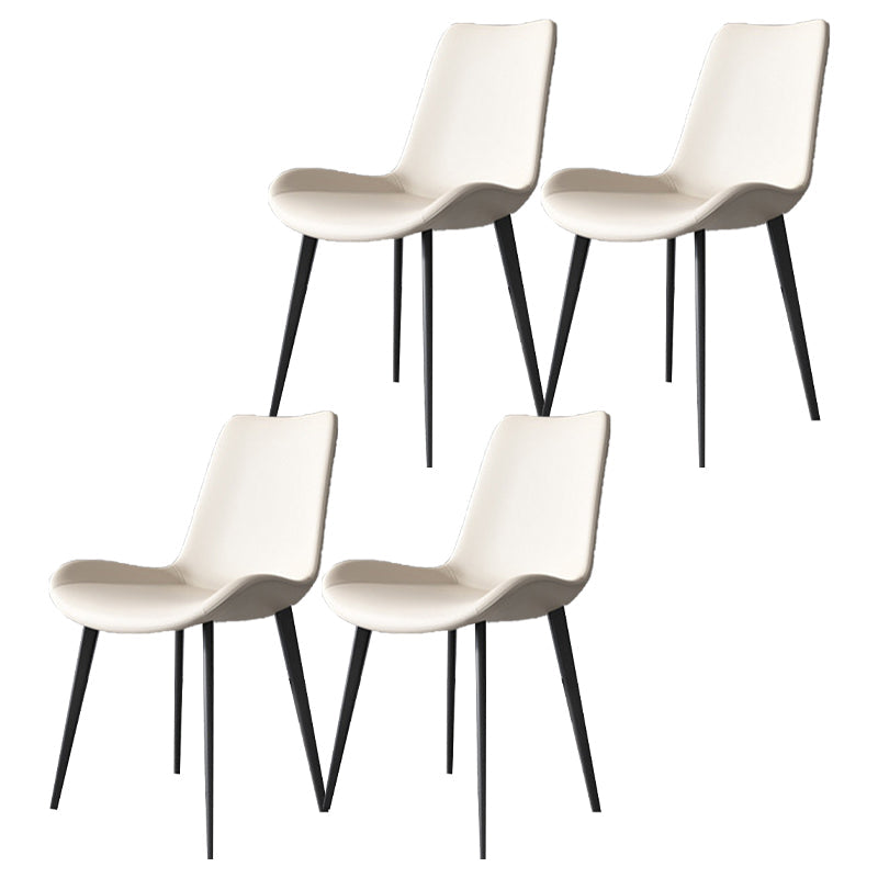 Contemporary Metal Dining Chairs Dining Armless Side Chairs for Kitchen White 4 Piece Set Clearhalo ' kitchen&dining_furn' 'Dining Chairs' 'Dining Tables & Seating' 'dining_chair' 'furn' 'furn_dining_chair' 'Furniture' 'furniture_dining_chair' 'Kitchen & Dining Furniture' 'kitchen' 4511407