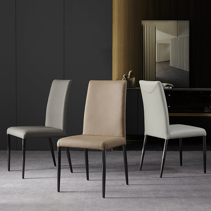 Industrial Design Solid Back Dining Side Chairs Faux Leather Dining Chairs Clearhalo ' kitchen&dining_furn' 'Dining Chairs' 'Dining Tables & Seating' 'dining_chair' 'furn' 'furn_dining_chair' 'Furniture' 'furniture_dining_chair' 'Kitchen & Dining Furniture' 'kitchen' 4511411