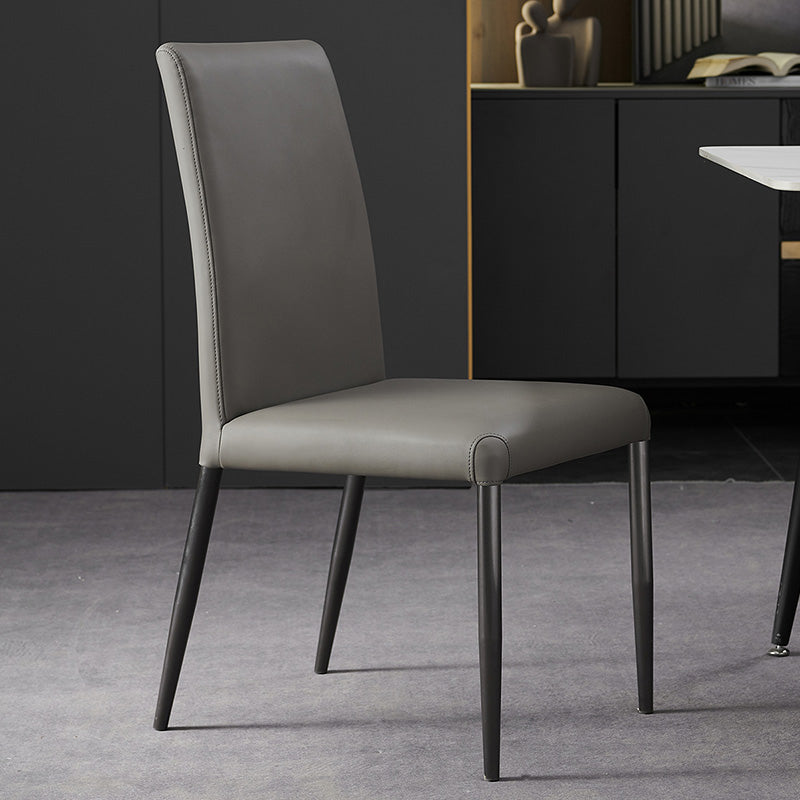 Industrial Design Solid Back Dining Side Chairs Faux Leather Dining Chairs Clearhalo ' kitchen&dining_furn' 'Dining Chairs' 'Dining Tables & Seating' 'dining_chair' 'furn' 'furn_dining_chair' 'Furniture' 'furniture_dining_chair' 'Kitchen & Dining Furniture' 'kitchen' 4511413