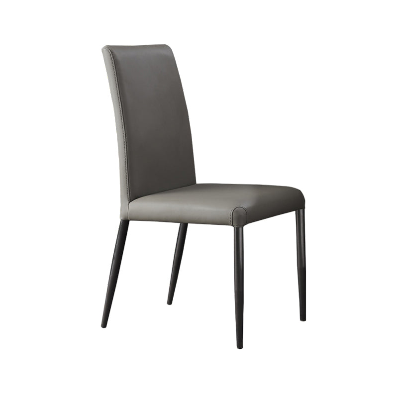 Industrial Design Solid Back Dining Side Chairs Faux Leather Dining Chairs Light Gray 1 Piece Clearhalo ' kitchen&dining_furn' 'Dining Chairs' 'Dining Tables & Seating' 'dining_chair' 'furn' 'furn_dining_chair' 'Furniture' 'furniture_dining_chair' 'Kitchen & Dining Furniture' 'kitchen' 4511415