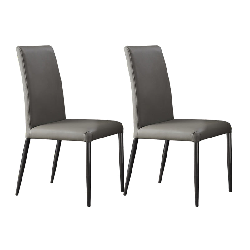 Industrial Design Solid Back Dining Side Chairs Faux Leather Dining Chairs Light Gray 2 Piece Set Clearhalo ' kitchen&dining_furn' 'Dining Chairs' 'Dining Tables & Seating' 'dining_chair' 'furn' 'furn_dining_chair' 'Furniture' 'furniture_dining_chair' 'Kitchen & Dining Furniture' 'kitchen' 4511417