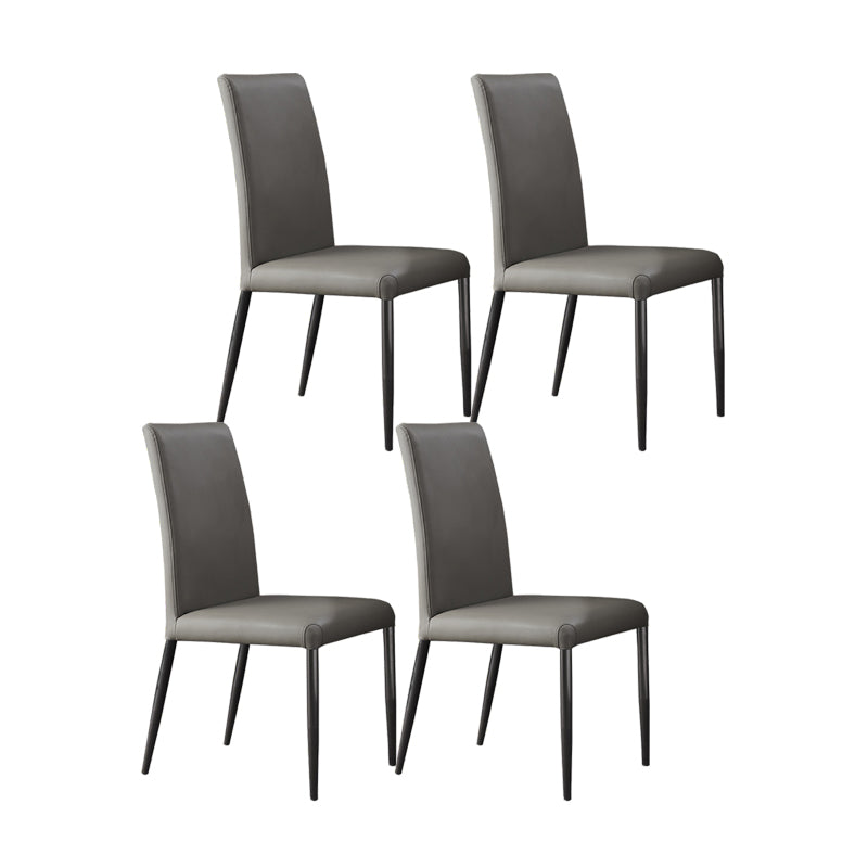 Industrial Design Solid Back Dining Side Chairs Faux Leather Dining Chairs Light Gray 4 Piece Set Clearhalo ' kitchen&dining_furn' 'Dining Chairs' 'Dining Tables & Seating' 'dining_chair' 'furn' 'furn_dining_chair' 'Furniture' 'furniture_dining_chair' 'Kitchen & Dining Furniture' 'kitchen' 4511419