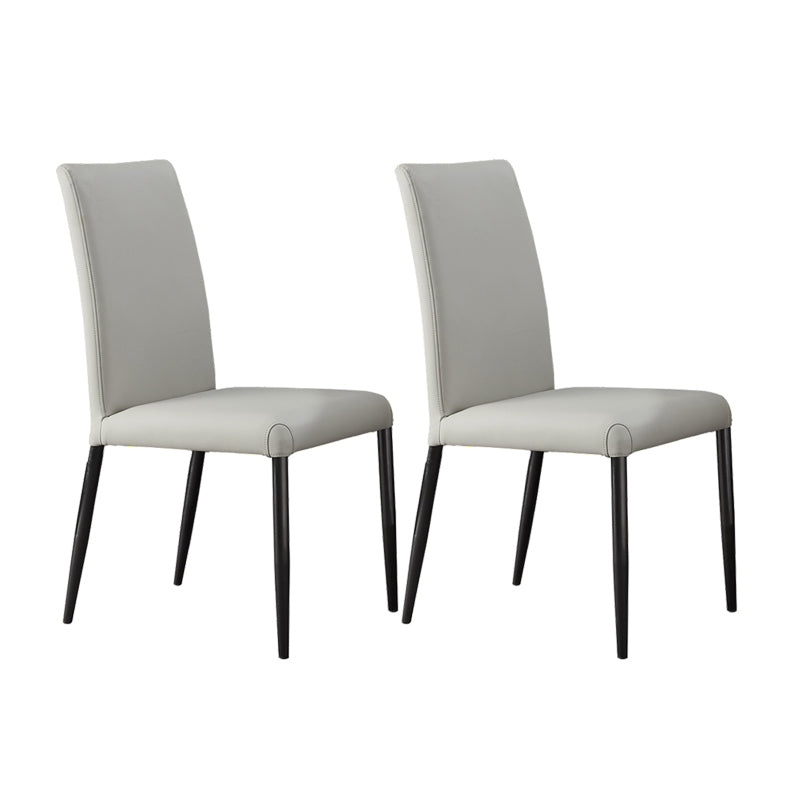 Industrial Design Solid Back Dining Side Chairs Faux Leather Dining Chairs White 2 Piece Set Clearhalo ' kitchen&dining_furn' 'Dining Chairs' 'Dining Tables & Seating' 'dining_chair' 'furn' 'furn_dining_chair' 'Furniture' 'furniture_dining_chair' 'Kitchen & Dining Furniture' 'kitchen' 4511423