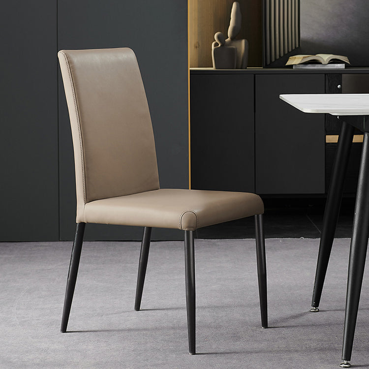 Industrial Design Solid Back Dining Side Chairs Faux Leather Dining Chairs Clearhalo ' kitchen&dining_furn' 'Dining Chairs' 'Dining Tables & Seating' 'dining_chair' 'furn' 'furn_dining_chair' 'Furniture' 'furniture_dining_chair' 'Kitchen & Dining Furniture' 'kitchen' 4511427