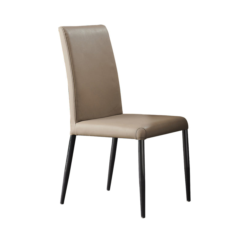 Industrial Design Solid Back Dining Side Chairs Faux Leather Dining Chairs Light Coffee 1 Piece Clearhalo ' kitchen&dining_furn' 'Dining Chairs' 'Dining Tables & Seating' 'dining_chair' 'furn' 'furn_dining_chair' 'Furniture' 'furniture_dining_chair' 'Kitchen & Dining Furniture' 'kitchen' 4511428