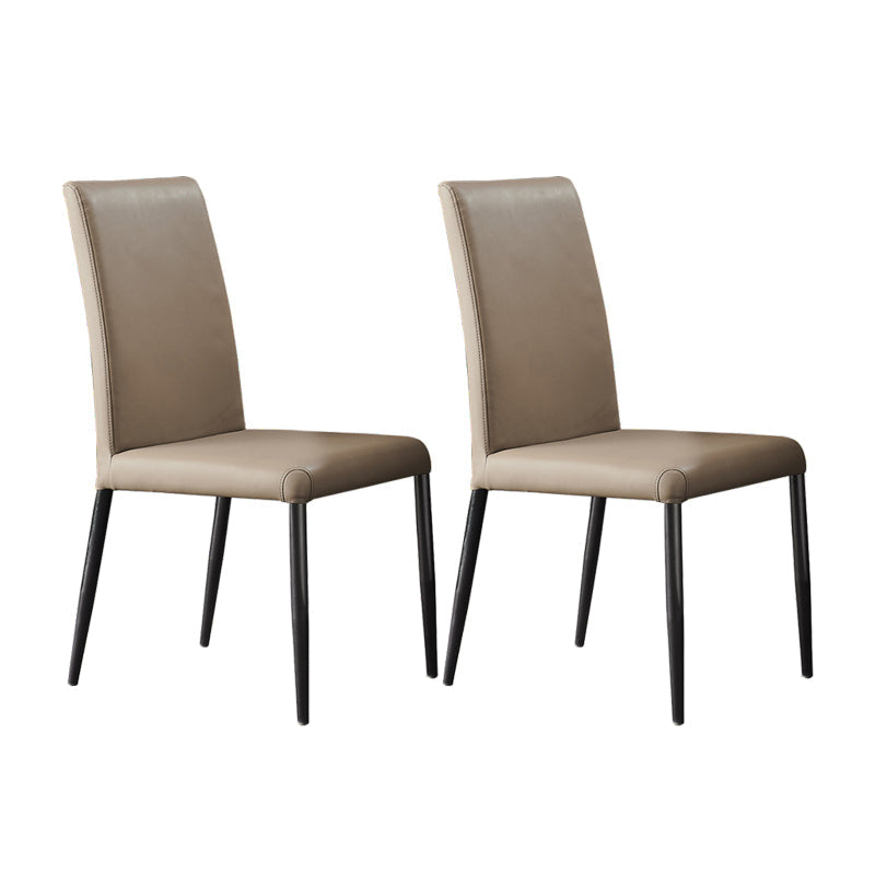 Industrial Design Solid Back Dining Side Chairs Faux Leather Dining Chairs Light Coffee 2 Piece Set Clearhalo ' kitchen&dining_furn' 'Dining Chairs' 'Dining Tables & Seating' 'dining_chair' 'furn' 'furn_dining_chair' 'Furniture' 'furniture_dining_chair' 'Kitchen & Dining Furniture' 'kitchen' 4511429