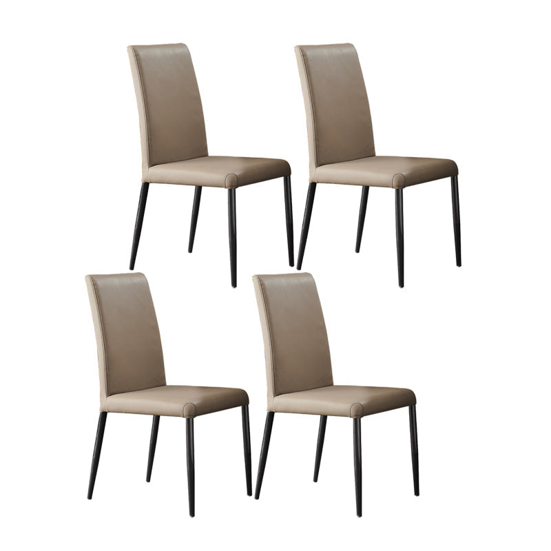 Industrial Design Solid Back Dining Side Chairs Faux Leather Dining Chairs Light Coffee 4 Piece Set Clearhalo ' kitchen&dining_furn' 'Dining Chairs' 'Dining Tables & Seating' 'dining_chair' 'furn' 'furn_dining_chair' 'Furniture' 'furniture_dining_chair' 'Kitchen & Dining Furniture' 'kitchen' 4511431