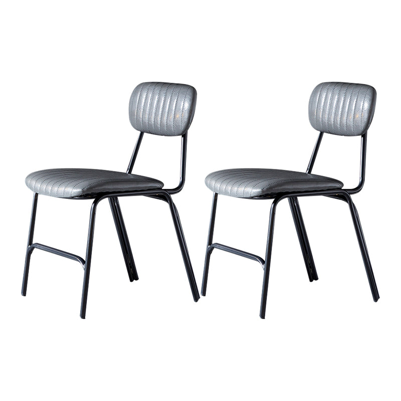 Industrial Design Open Back Dining Side Chairs Faux Leather Dining Chairs Grey 2 Piece Set Clearhalo ' kitchen&dining_furn' 'Dining Chairs' 'Dining Tables & Seating' 'dining_chair' 'furn' 'furn_dining_chair' 'Furniture' 'furniture_dining_chair' 'Kitchen & Dining Furniture' 'kitchen' 4511434