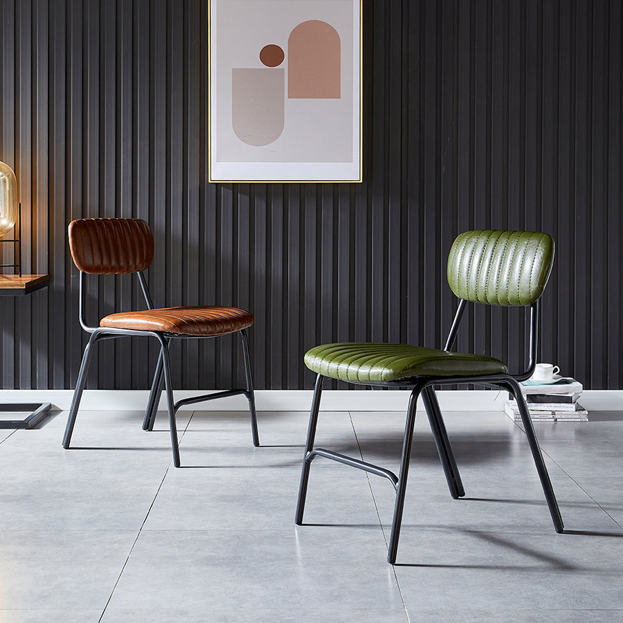 Industrial Design Open Back Dining Side Chairs Faux Leather Dining Chairs Clearhalo ' kitchen&dining_furn' 'Dining Chairs' 'Dining Tables & Seating' 'dining_chair' 'furn' 'furn_dining_chair' 'Furniture' 'furniture_dining_chair' 'Kitchen & Dining Furniture' 'kitchen' 4511435