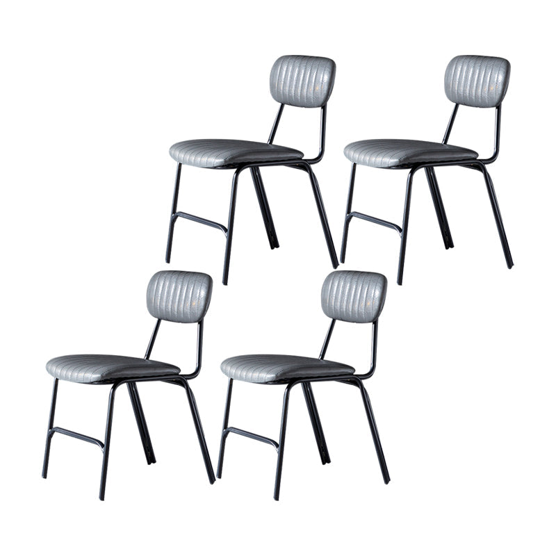 Industrial Design Open Back Dining Side Chairs Faux Leather Dining Chairs Grey 4 Piece Set Clearhalo ' kitchen&dining_furn' 'Dining Chairs' 'Dining Tables & Seating' 'dining_chair' 'furn' 'furn_dining_chair' 'Furniture' 'furniture_dining_chair' 'Kitchen & Dining Furniture' 'kitchen' 4511436