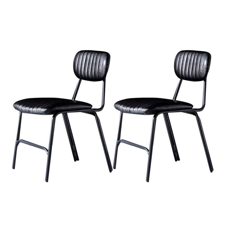 Industrial Design Open Back Dining Side Chairs Faux Leather Dining Chairs Black 2 Piece Set Clearhalo ' kitchen&dining_furn' 'Dining Chairs' 'Dining Tables & Seating' 'dining_chair' 'furn' 'furn_dining_chair' 'Furniture' 'furniture_dining_chair' 'Kitchen & Dining Furniture' 'kitchen' 4511437