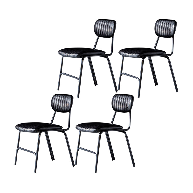 Industrial Design Open Back Dining Side Chairs Faux Leather Dining Chairs Black 4 Piece Set Clearhalo ' kitchen&dining_furn' 'Dining Chairs' 'Dining Tables & Seating' 'dining_chair' 'furn' 'furn_dining_chair' 'Furniture' 'furniture_dining_chair' 'Kitchen & Dining Furniture' 'kitchen' 4511440