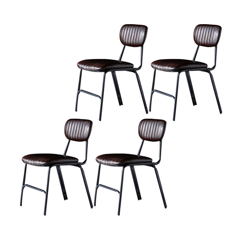 Industrial Design Open Back Dining Side Chairs Faux Leather Dining Chairs Red Brown 4 Piece Set Clearhalo ' kitchen&dining_furn' 'Dining Chairs' 'Dining Tables & Seating' 'dining_chair' 'furn' 'furn_dining_chair' 'Furniture' 'furniture_dining_chair' 'Kitchen & Dining Furniture' 'kitchen' 4511444