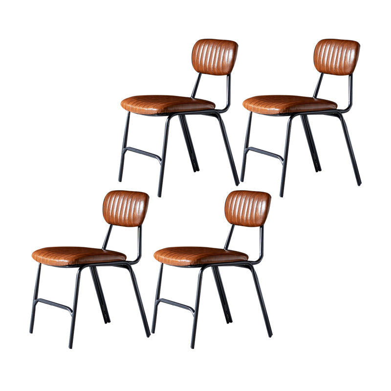 Industrial Design Open Back Dining Side Chairs Faux Leather Dining Chairs Yellow-Brown 4 Piece Set Clearhalo ' kitchen&dining_furn' 'Dining Chairs' 'Dining Tables & Seating' 'dining_chair' 'furn' 'furn_dining_chair' 'Furniture' 'furniture_dining_chair' 'Kitchen & Dining Furniture' 'kitchen' 4511447