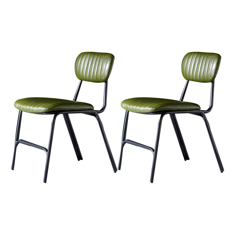 Industrial Design Open Back Dining Side Chairs Faux Leather Dining Chairs Blackish Green 2 Piece Set Clearhalo ' kitchen&dining_furn' 'Dining Chairs' 'Dining Tables & Seating' 'dining_chair' 'furn' 'furn_dining_chair' 'Furniture' 'furniture_dining_chair' 'Kitchen & Dining Furniture' 'kitchen' 4511449